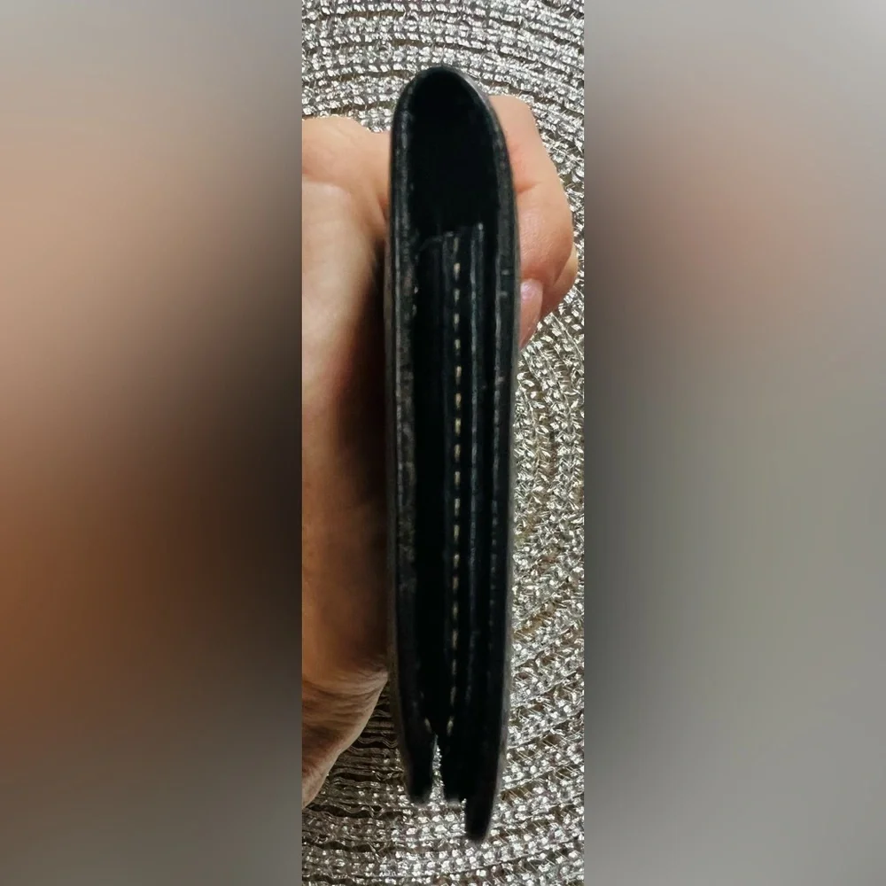 Vintage Dunhill Black Leather Unisex Card Case with Gold Accent